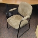 Tan Grey Suede Sleigh Guest Side Chair with Padded Arms